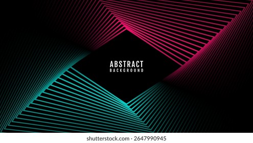 3D blue red techno abstract background overlap layer on dark space with rhombus lines effect decoration. Modern graphic design element stripes style concept for web, flyer, card, or brochure cover