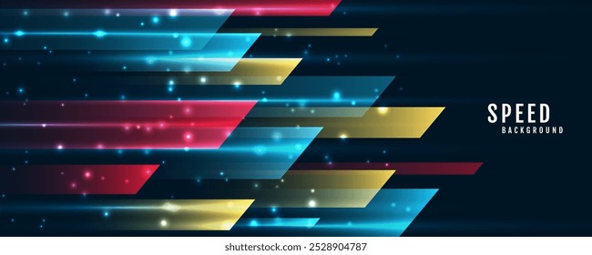 3D blue red techno geometric background on dark space with lines motion decoration. High speed with glowing style. Modern graphic design element concept for web banner, flyer, card, or brochure cover