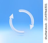 3d Blue Refresh icon isolated on blue background. Reload symbol. Rotation arrows in a circle sign. Vector illustration.