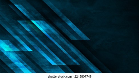 3D blue rough grunge techno abstract background overlap layer on dark space with diagonal lines decoration. Modern graphic design element cutout style for banner, flyer, card, or brochure cover