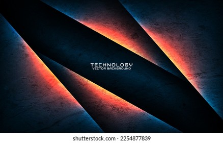 3D blue rough grunge techno abstract background overlap layer on dark space with hot burn iron effect decoration. Modern graphic design element cut out style for banner, flyer, card, or brochure cover