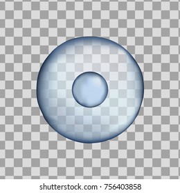 3d Blue round human cell isolated on transparent background. Realistic vector illustration. Template for medicine and biology presentations, flyers, posters. Eps10.