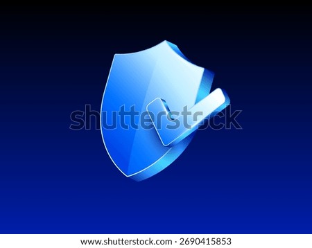 A 3D blue shield with a glowing check mark symbolizing security, protection, and verification. Ideal for cybersecurity, privacy, and data safety concept designs