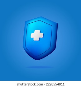 3d blue shield secure healthcare medical antivirus bacterial insurance for hospital or clinic service