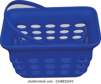 3d blue shopping cart, vector image, icon. Suitable for online stores, supermarkets
