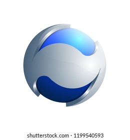 3D Blue and silver sphere Ecology logo template