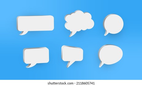 3D blue speech bubble chat icon collection set. Vector Illustration