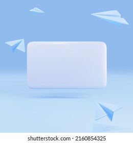 3d blue Speech bubble message and blue planes. Vector illustration.