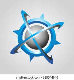 3D BLUE SPHERE COMPASS WITH SWOOSH