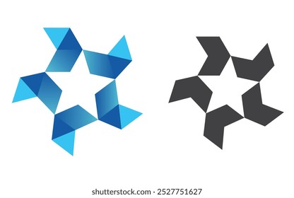 3D blue star logo vector pro symbol design