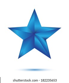 3D Blue Star On White Background