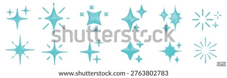 3d blue star sparkle illustration. Sparkles emoji icon. 3D vector illustration.