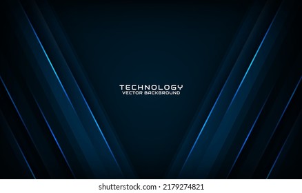 3D blue techno abstract background overlap layer on dark space with light line effect decoration. Graphic design element future style concept for flyer, card, brochure cover, or landing page