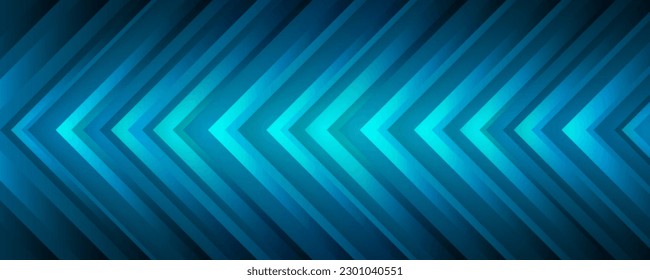 Capa de solapamiento de fondo abstracto 3D techno azul en el espacio oscuro con flechas brillantes en la decoración de efecto. Diseño gráfico moderno concepto de estilo de velocidad de elementos para banner, volante, tarjeta o portada