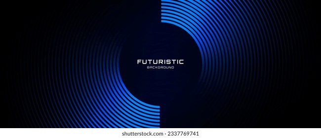 3D blue techno abstract background overlap layer on dark space with circle stripes shape decoration. Modern graphic design element future style concept for banner, flyer, card, or brochure cover