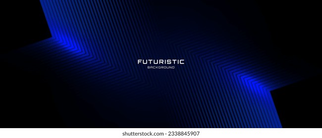 capa de fondo abstracto tecno azul 3D superpuesta en el espacio oscuro con la decoración de formas de líneas brillantes. Diseño gráfico moderno concepto de estilo futuro para banner, volante, tarjeta o portada