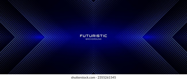 3D blue techno abstract background overlap layer on dark space with glowing dots shape decoration. Modern graphic design element dotted line style concept for banners, flyer, card, or brochure cover