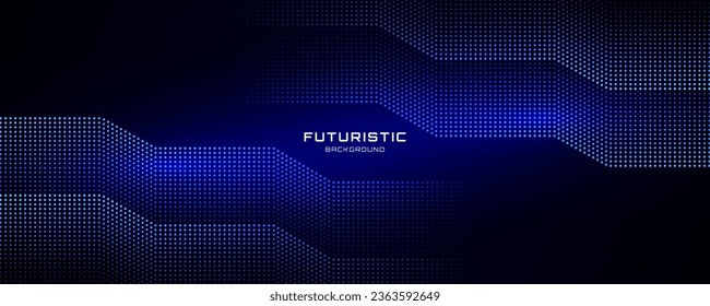 3D blue techno abstract background overlap layer on dark space with glowing dots shape decoration. Modern graphic design element dotted line style concept for banners, flyer, card, or brochure cover