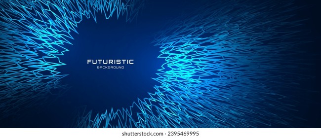 3D blue techno abstract background overlap layer on dark space with glowing roughen shape decoration. Modern graphic design element lines style concept for web banner, flyer, card or brochure cover