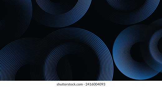 3D blue techno abstract background overlap layer on dark space with circle stripes shape decoration