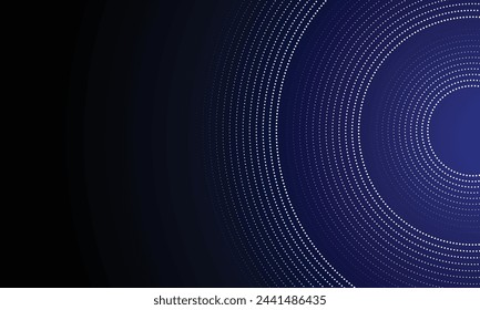 Fondo abstracto tecno azul 3D superpone la capa en el espacio oscuro con la decoración brillante de la forma de los puntos. Concepto de estilo de línea punteada de elemento de diseño gráfico moderno para banners, flyer, tarjeta o cubierta de folleto