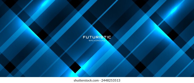 3D blue techno abstract background overlap layer on dark space with glowing lines effect decoration. Modern graphic design element cutout style concept for web banner, flyer, card, or brochure cover