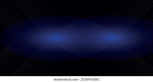 Capa de traslape de fondo abstracto techno azul 3D en el espacio oscuro con decoración en forma de puntos brillantes. Concepto de estilo de línea punteada de elemento de Diseño gráfico moderno para Anuncios, folleto, tarjeta o caleta de folleto