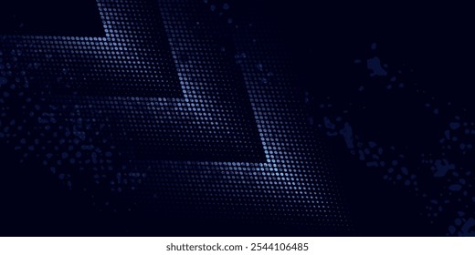 3D blue techno abstract background overlap layer on dark space with glowing dots shape decoration. 