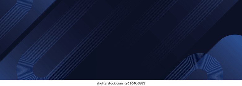 3D blue techno abstract background overlapping on dark space with rounded lines effect. Modern graphic design element line style concept for web banner, flyer, card or brochure cover