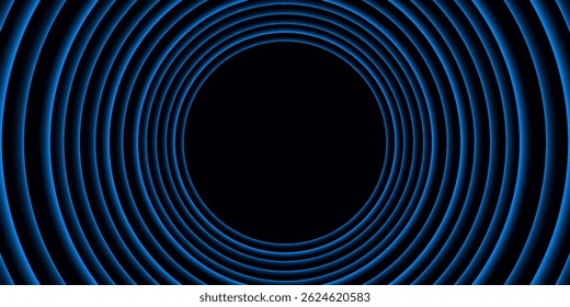 3D blue techno abstract background overlap layer on dark space with circle stripes shape decoration. Modern graphic design element future style concept for banner, flyer, card, or brochure cover