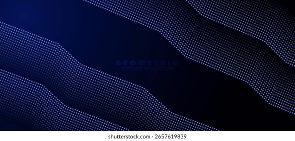 Capa de traslape de fondo abstracto techno azul 3D en el espacio oscuro con decoración en forma de puntos brillantes. Diseño gráfico moderno. Vector en ilustración, bussines, brhouce.