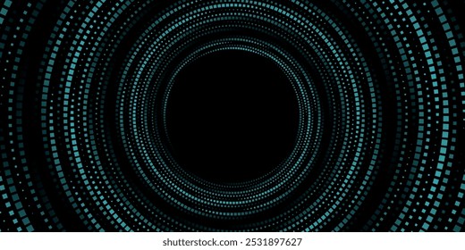 Fondo techno azul 3D. Visualización de Big Data en el espacio oscuro con líneas de puntos y decoración de efectos de forma. Moderno