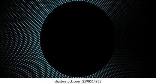 3D blue techno background. Big data visualization on dark space with dotted lines shape effect decoration. Modern graphic design element dots circle style concept for flyer, card, or brochure cover