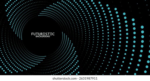 3D blue techno background. Big data visualization on dark space with dotted lines shape effect decoration. Modern graphic design element dots circle style concept for flyer, card, or brochure cover