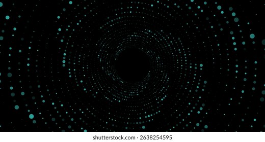3D blue techno background. Big data visualization on dark space with dotted lines shape effect decoration. Modern graphic design element dots circle style concept for flyer, card, or brochure cover