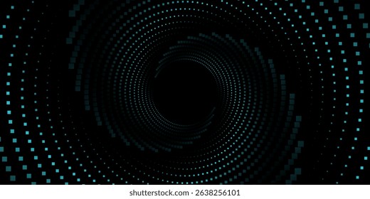 3D blue techno background. Big data visualization on dark space with dotted lines shape effect decoration. Modern graphic design element dots circle style concept for flyer, card, or brochure cover