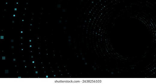 3D blue techno background. Big data visualization on dark space with dotted lines shape effect decoration. Modern graphic design element dots circle style concept for flyer, card, or brochure cover