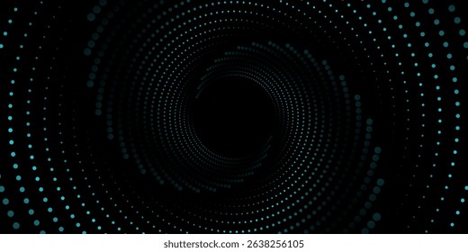 3D blue techno background. Big data visualization on dark space with dotted lines shape effect decoration. Modern graphic design element dots circle style concept for flyer, card, or brochure cover
