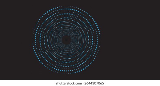 3D blue techno background. Big data visualization on dark space with dotted lines shape effect decoration. Modern graphic design element dots