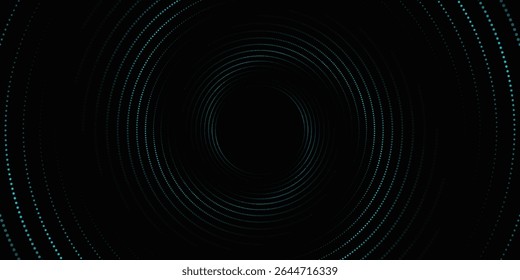 3D blue techno background. Big data visualization on dark space with dotted lines shape effect decoration. Modern graphic design element dots circle style concept for flyer, card, or brochure cover