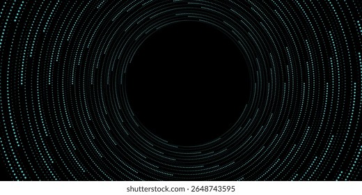 3D blue techno background. Big data visualization on dark space with dotted lines shape effect decoration. Modern graphic design element dots circle style concept for flyer, card, or brochure cover