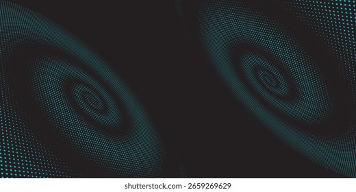 3D blauer Techno-Hintergrund. Big Data Visualisierung auf dunklen Raum mit gepunkteten Linien Form Effekt Dekoration. Modernes Grafikdesign-Element punktet Kreis-Stil-Konzept für Flyer, Karte oder Broschüre Abdeckung