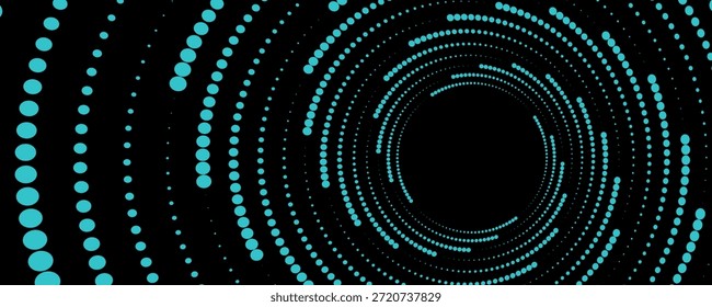 Fondo techno azul 3D. Visualización de Big Data en el espacio oscuro con líneas de puntos y decoración de efectos de forma. Concepto moderno del estilo del círculo de los puntos del elemento del Diseño gráfico para el volante, la tarjeta, o la cubierta del folleto