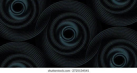 Fondo techno azul 3D. Visualización de Big Data en el espacio oscuro con líneas de puntos y decoración de efectos de forma. Concepto moderno del estilo del círculo de los puntos del elemento del Diseño gráfico para el volante, la tarjeta, o la cubierta del folleto

