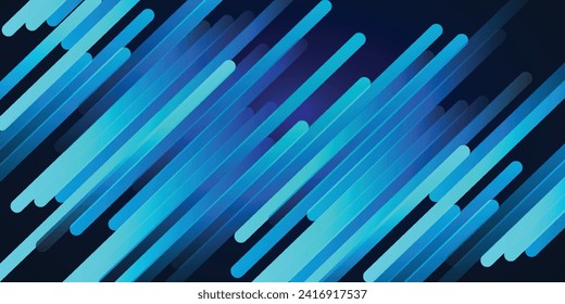 3D blue techno geometric background on dark space with glow lines motion effect decoration. Modern graphic design element panoramic high speed style concept for banner, flyer, card, or brochure cover