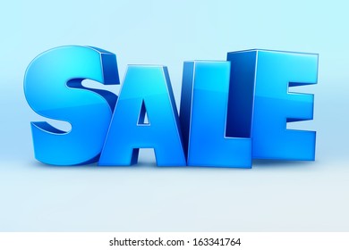 3d blue text SALE