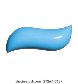 3D-blaue Zahnpasta, Gel oder kosmetische Creme, abstrakte glänzende Wellenform für Verpackung, Druck und Produktdesign, Vektorgrafik einzeln auf weißem Hintergrund, EPS 10