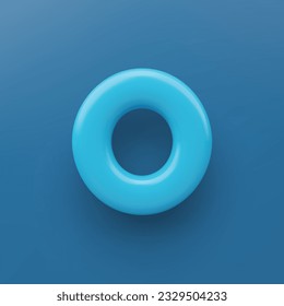 3D Blue uppercase letter O with a glossy surface on a blue background .