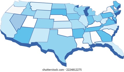 Mapa geográfico de los Estados Unidos azul 3	