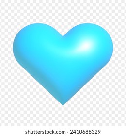 3d blue vector heart icon isolated on transparent background